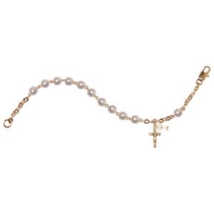 First Communion Bracelet with 4mm Faux Pearl Bead